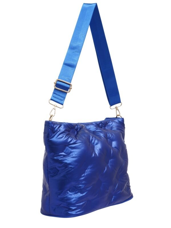 Blue Metallic Puffer Tote Bag - Image 4