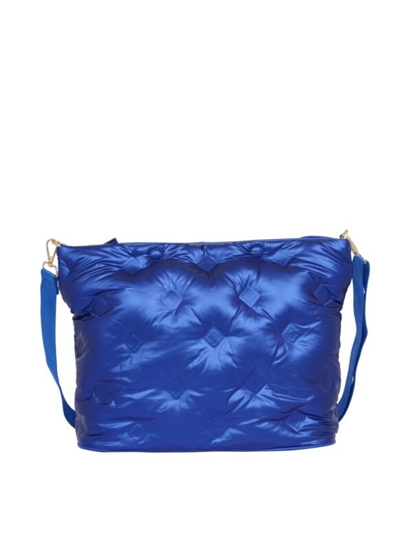 Blue Metallic Puffer Tote Bag - Image 3