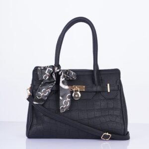 Textured Structured Handheld Bag with Scarf