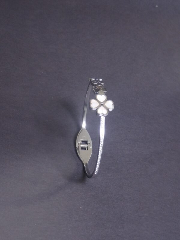 Silver floral crystal bracelet - Image 3
