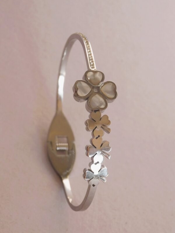 Silver floral crystal bracelet - Image 2