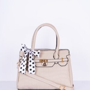 Textured Structured Handheld Bag with Scarf