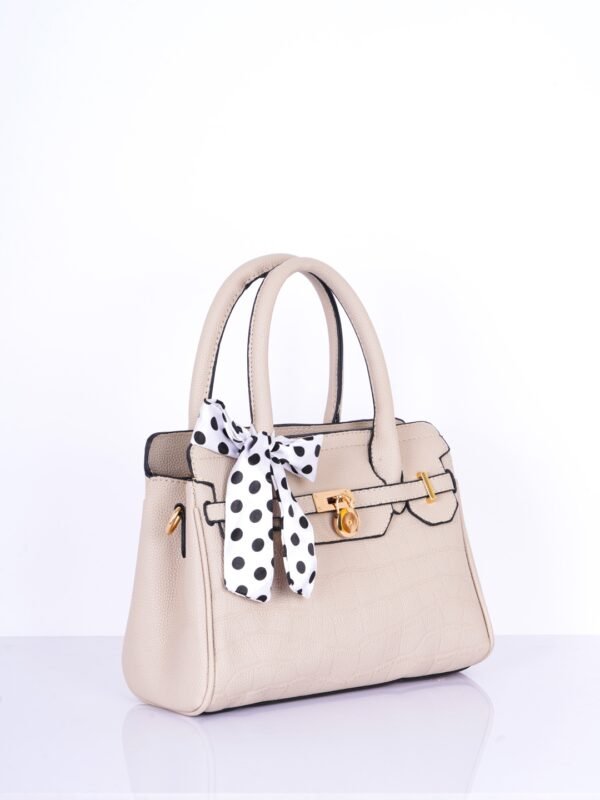 Textured Structured Handheld Bag with Scarf - Image 3