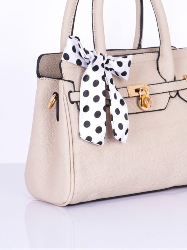 Textured Structured Handheld Bag with Scarf - Image 2