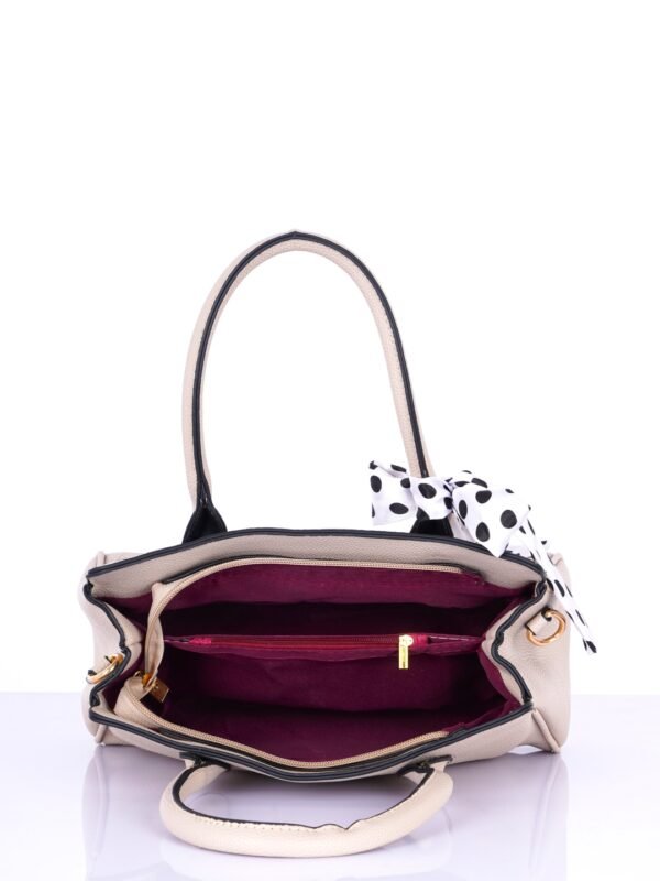 Textured Structured Handheld Bag with Scarf - Image 5