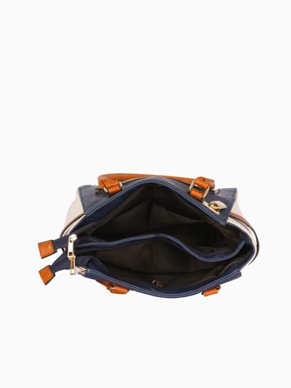 Black Striped Tote Bag with Tan Trims - Image 4