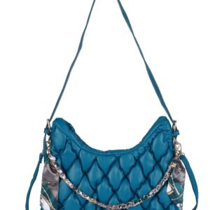 Turquoise Blue Quilted Hobo Bag