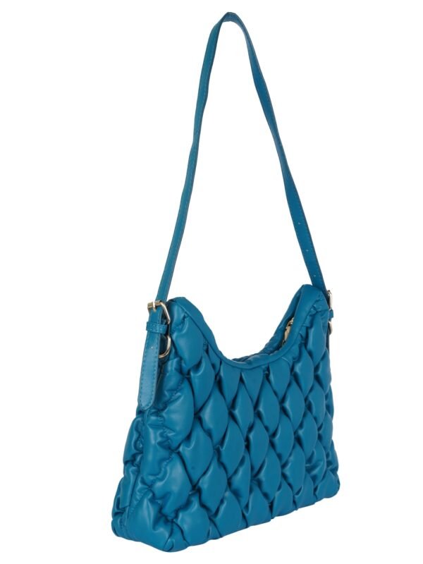 Turquoise Blue Quilted Hobo Bag - Image 3