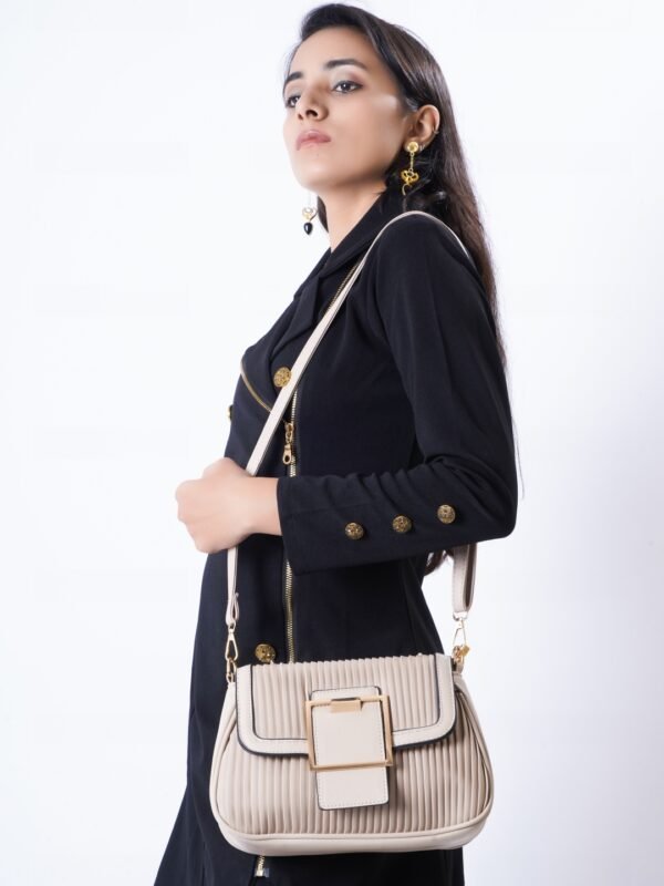 Geometric Printed Structured Handheld Bag - Image 7